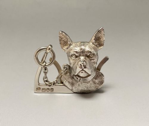 An Outstanding Victorian Silver 'French Bulldog' Menu Holder