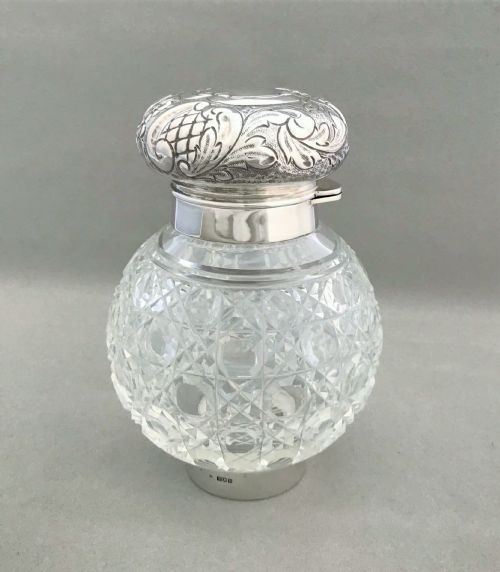 fig 1. A Superb Large Edwardian Silver Mounted Table Cologne Bottle