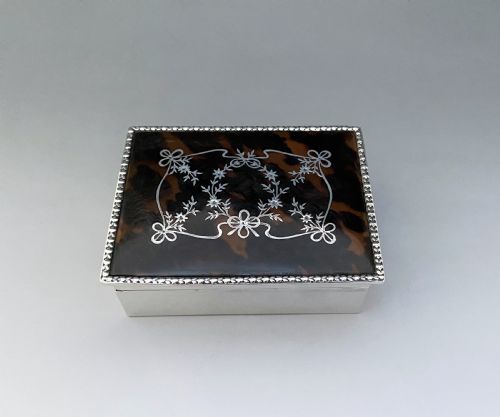 A Fabulous Edwardian Silver & Tortoiseshell Trinket Box