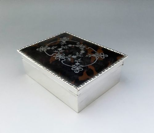 fig 1. A fabulous Edwardian silver & tortoiseshell trinket box