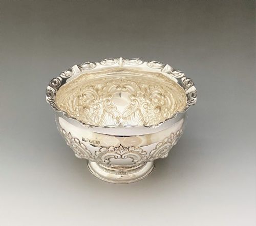A Lovely Large Victorian Silver Rose Bowl