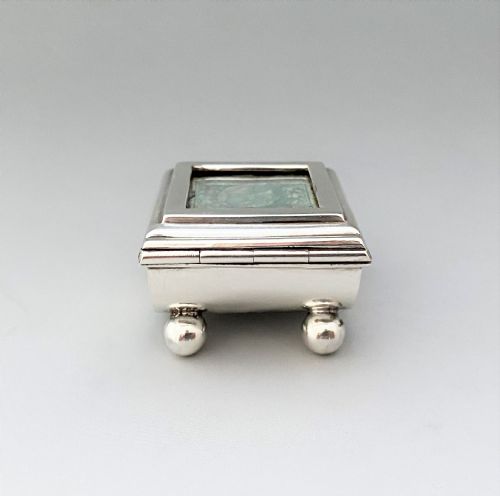 fig 1. An Edwardian Chester silver sprung stamp box
