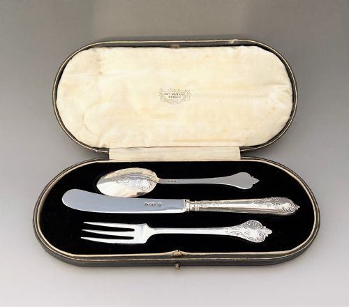 A Lovely Queen Ann Style Silver Christening Set