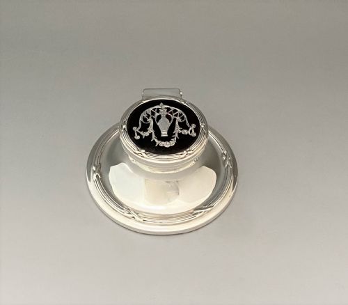 A Gorgeous Edwardian Silver & Tortoiseshell Inkwell