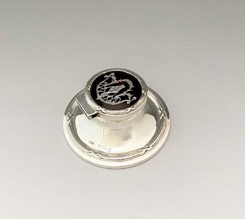 fig 1. A gorgeous Edwardian silver & tortoiseshell inkwell