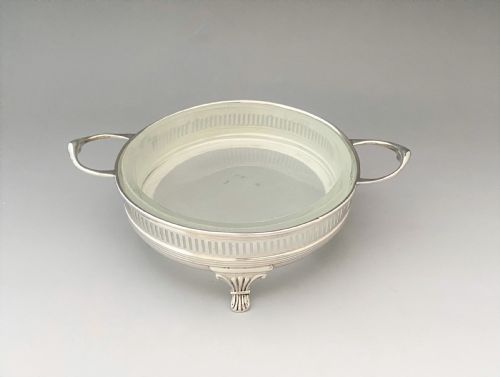 A Stylish Art Nouveau Silver & Glass Butter Dish