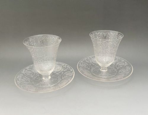 A Fine Pair of Baccarat Glasses & Saucers
