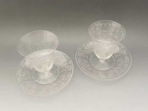 fig 1. A fine pair of Baccarat glasses & saucers