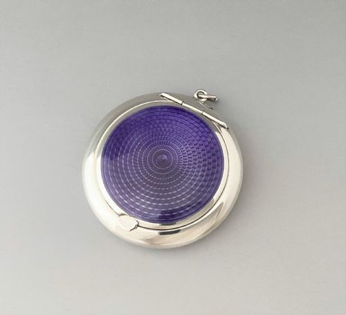 A Fabulous Art Deco Silver & Guilloche Enamel Compact