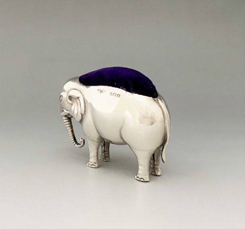 fig 1. A sought after Edwardian silver elephant pin cushion