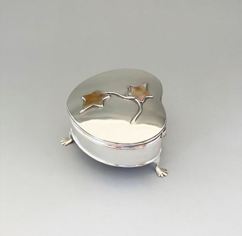 fig 1. A stunning heart shaped silver & mother-of-pearl trinket box