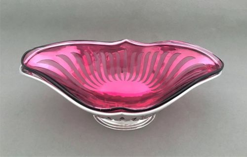 fig 1. A Superb Edwardian Silver & Cranberry Glass, Pierced Bowl