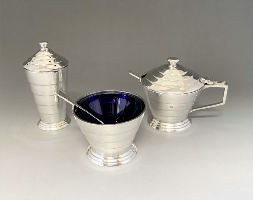 fig 2. A superb Art Deco silver cruet & matching spoons