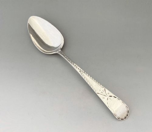 A Bright Cut Exeter Silver Table or Serving Spoon