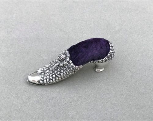 A Superb Victorian Silver Shoe Pin Cushion