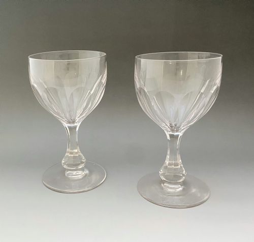 A Handsome Pair of Victorian Cut Glass Wine Goblets