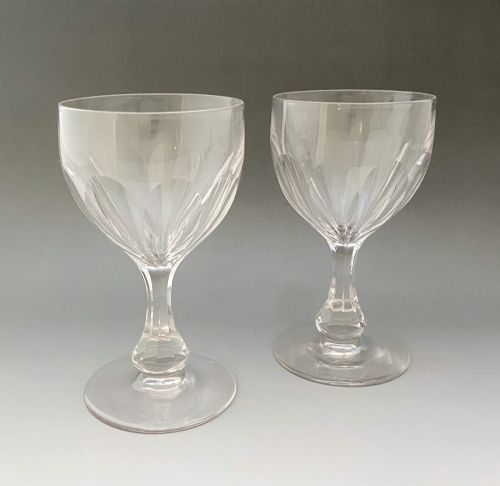 fig 1. A Handsome Pair Of Victorian Cut Glass Wine Goblets