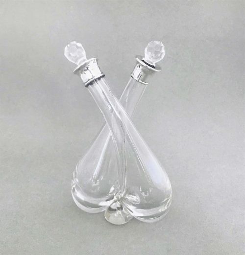 A Charming Silver Mounted Oil & Vinegar Duo
