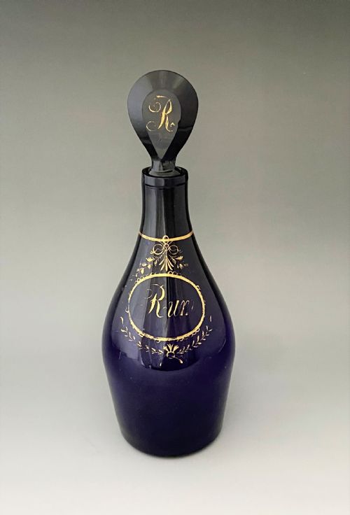 A Rare Georgian Bristol Blue Rum Decanter