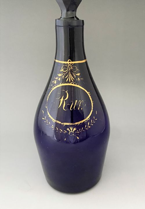 fig 1. A rare Georgian Bristol Blue Rum decanter