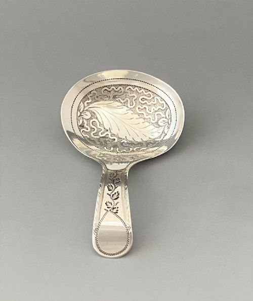 fig 1. An unusual Bright cut Georgian silver caddy spoon