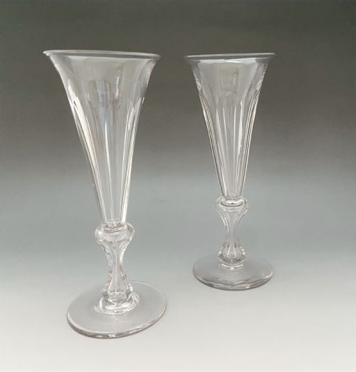 A Gorgeous Pair of Victorian Cut Glass Champagne Flutes