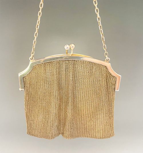 A Superb Silver Gilt Chain Link Cocktail Purse
