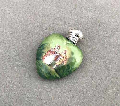 An Edwardian Heart Shaped Silver Mounted Scent Bottle