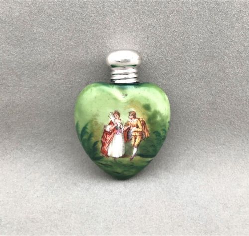 fig 1. An Edwardian Heart Shaped Silver Mounted Scent Bottle