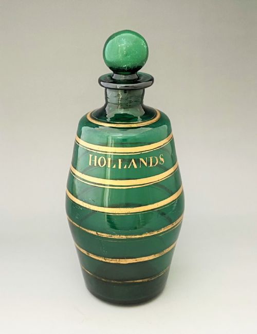 A Late 18th Century Green Glass 'Hollands' Decanter