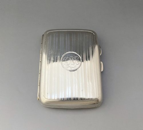 A Handsome Engine Turned Silver Cigarette/card Case