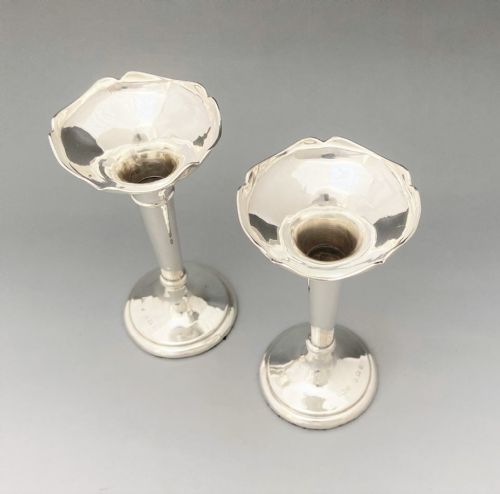 fig 1. A charming pair of small silver posy vases