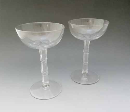 A Superior Pair of Unusual Victorian Hollow Stem Champagne Glasses