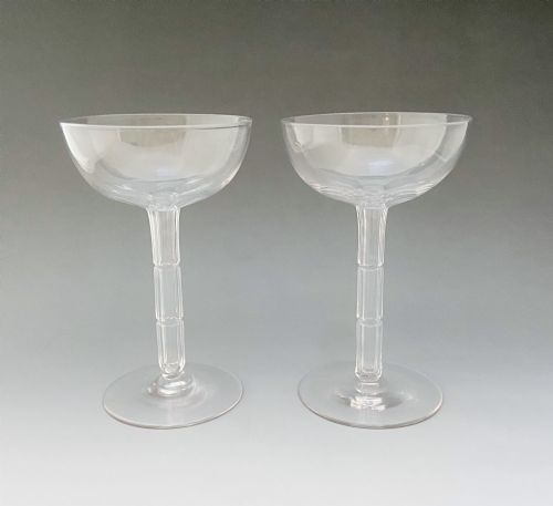 fig 1. A Superior Pair Of Unusual Victorian Hollow Stem Champagne Glasses