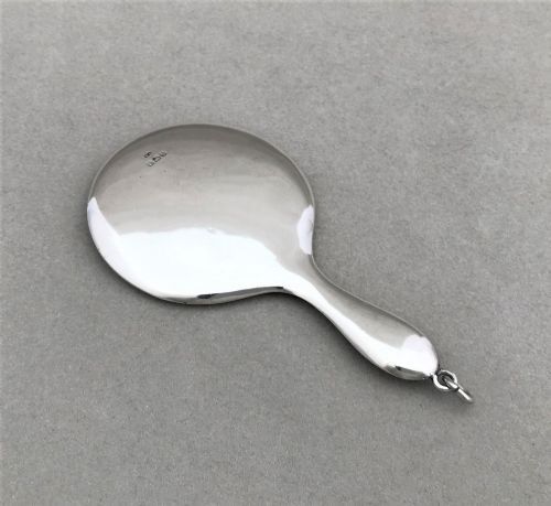 A Stylish Handbag/chatelaine Miniature Silver Hand Mirror