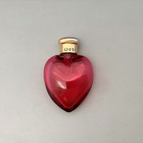 A Victorian Sampson Morden Silver Mounted Heart Scent Bottle
