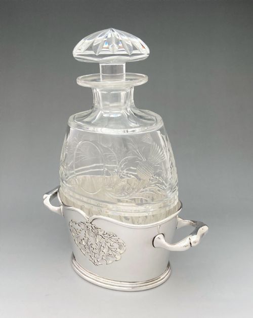 fig 2. A fabulous cut glass decanter with silver plated holder
