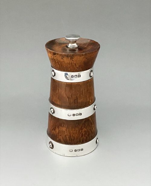 A Lovely George V Silver Mounted Pepper Grinder