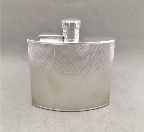 A Handsome Art Deco Silver Hip Flask
