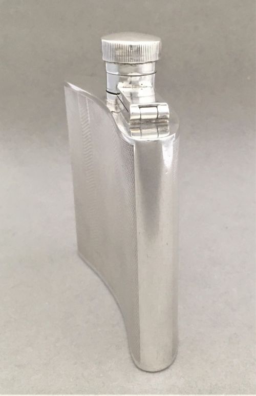 fig 1. A Handsome Art Deco Silver Hip Flask