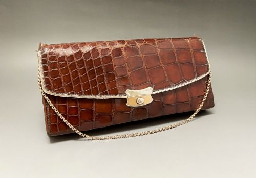 fig 1. A Fabulous Silver Mounted Crocodile Evening Bag & Purse