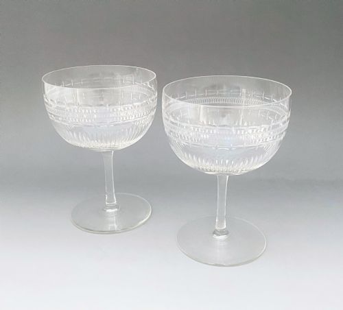 A Lovely Pair of Victorian Cut Glass Champagne Bowls
