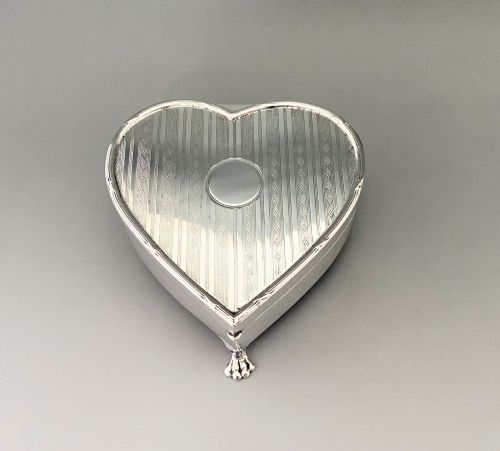 A Fabulous George V Heart Shaped Silver Trinket Box