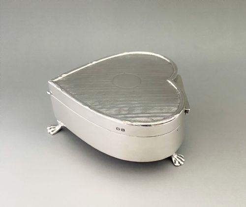 fig 1. A fabulous George V heart shaped silver trinket box