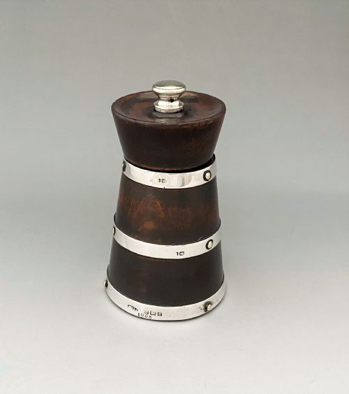 A Handsome Edwardian Silver Mounted Pepper Grinder