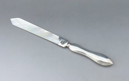 A Gorgeous Edwardian Silver & Mother-of-pearl Letter Opener/page Turner