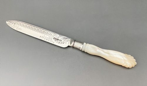 A Gorgeous Edwardian Silver & Mother-of-pearl Cake Knife