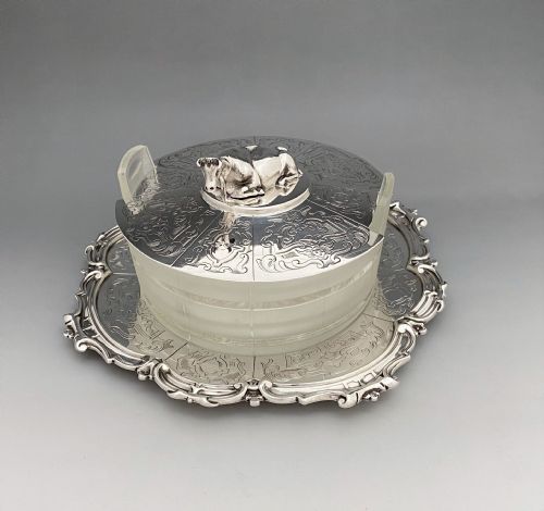 An Outstanding Victorian Silver & Glass Butter Dish