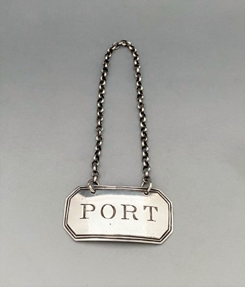 A Handsome Georgian Silver Port Decanter Label