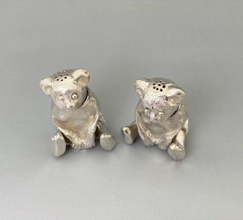 fig 1. A Gorgeous Pair Of Silver Teddy Bear Pepperettes